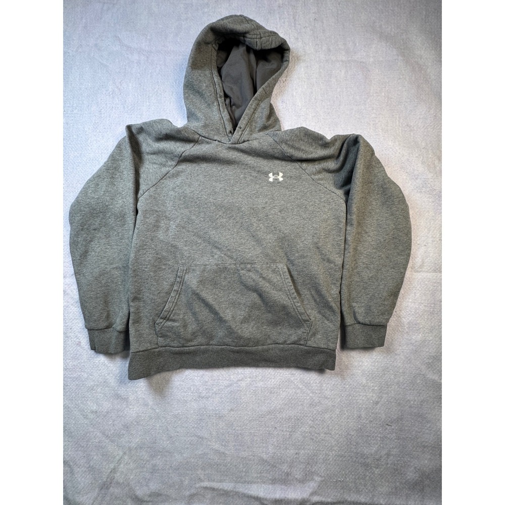 Under Armour Mens Rival Fleece Hoodie Gray Pullover Logo Sweatshirt Size Large